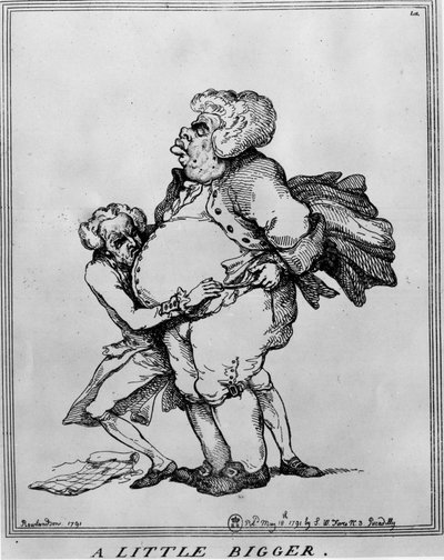 Obesidad: Un poco más grande - Dibujo de Thomas Rowlandson (1756-1827) de Thomas Rowlandson