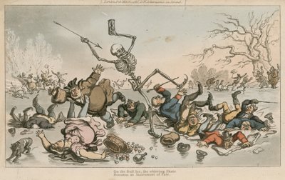 Sobre hielo frágil, el patín zumbador, se convierte en un instrumento del destino de Thomas Rowlandson