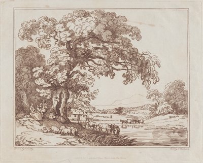 Escena pastoral junto al río de Thomas Rowlandson