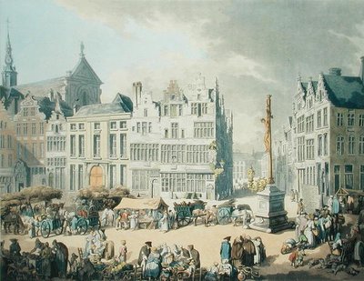 Place de Mer en Amberes (impresión publicada por Ackermann) de Thomas Rowlandson