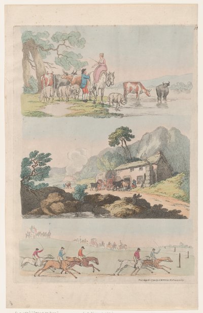 Placa 10, Contornos de Figuras, Paisajes y Ganado...para el Uso de Aprendices, 6 de agosto de 1790 de Thomas Rowlandson