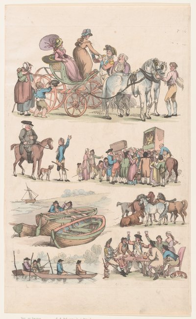 Placa 16, Contornos de figuras, paisajes y ganado...para el uso de los aprendices, 1 de junio de 1790 de Thomas Rowlandson