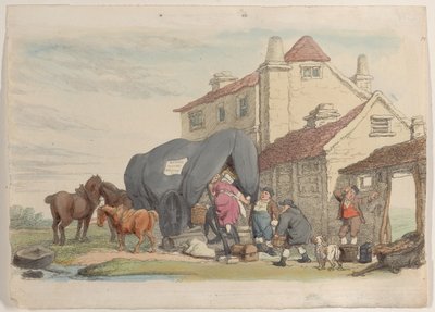 Placa 26: Un Carro Volador, del Mundo en Miniatura, 1816 de Thomas Rowlandson
