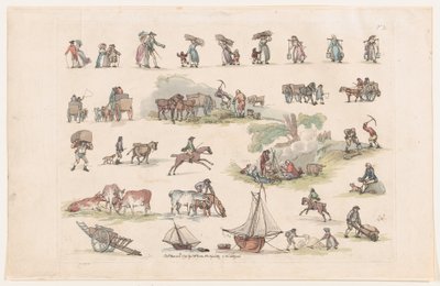 Placa 2, Contornos de Figuras, Paisajes y Ganado...para el Uso de Aprendices, 8 de marzo de 1790 de Thomas Rowlandson