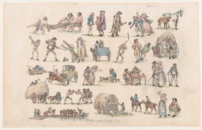 Placa 4, Contornos de Figuras, Paisajes y Ganado...para el Uso de los Aprendices, Ma..., 8 de marzo de 1790 de Thomas Rowlandson