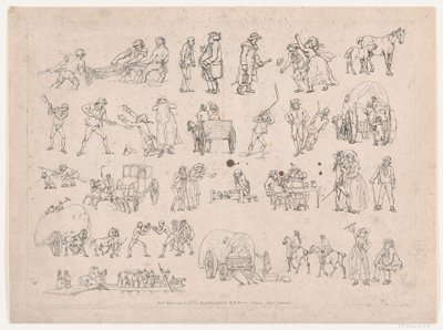 Placa 4, Contornos de Figuras, Paisajes y Ganado...para el Uso de los Aprendices, Ma..., 8 de marzo de 1790 de Thomas Rowlandson