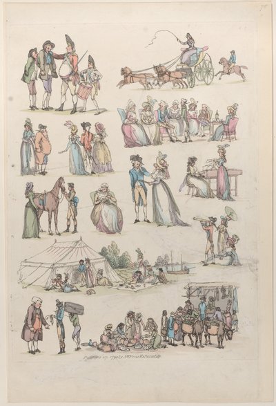 Placa 7, Contornos de Figuras, Paisajes y Ganado...para el Uso de Aprendices, junio 27, 1790 de Thomas Rowlandson