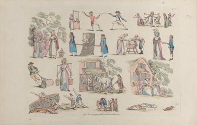 Placa 8, contornos de figuras, paisajes y ganado... para el uso de los aprendices, 20 de junio de 1790 de Thomas Rowlandson