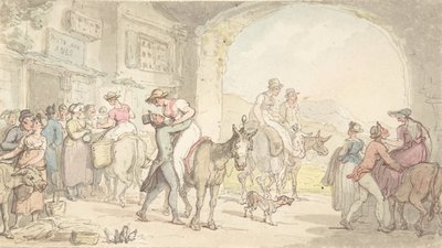 Placer de un Poste aux Anes, de Viajes Sentimentales, ca. 1821 de Thomas Rowlandson