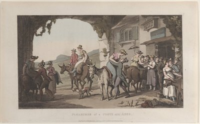 Placeres de una Poste Aux Ânes, del Journal of Sentimental Travels in the Southern Provin..., 1821 de Thomas Rowlandson