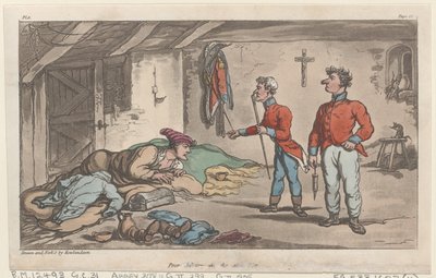 Pobre Johnny en la lista de enfermos, de Las aventuras militares de Johnny Newcome, 1815 de Thomas Rowlandson