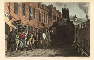 Oficina de correos: Turistas recogiendo correo en la oficina de correos en Scarborough de Thomas Rowlandson