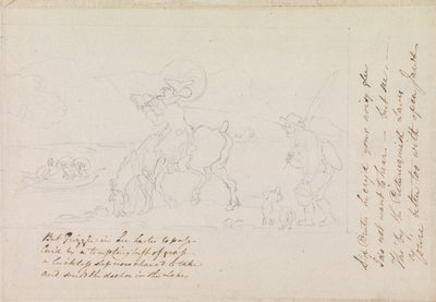 Boceto preparatorio para «El Dr. Syntax dibujando el lago» de Thomas Rowlandson