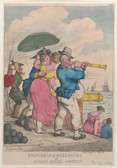 Progreso de la galantería o besos robados más dulces, 14 de febrero de 1814 de Thomas Rowlandson