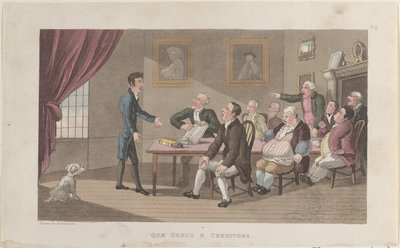 Quae Genus y acreedores, de La historia de Johnny Quae Genus, El pequeño Fou de Thomas Rowlandson