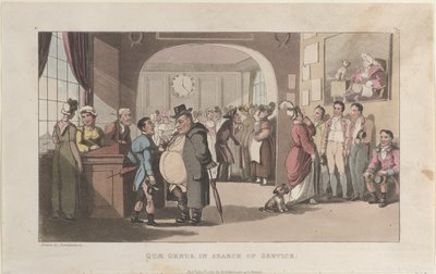 Quae Genus en busca de servicio, de La historia de Johnny Quae Genus, El Lit..., 1 de agosto de 1821 de Thomas Rowlandson