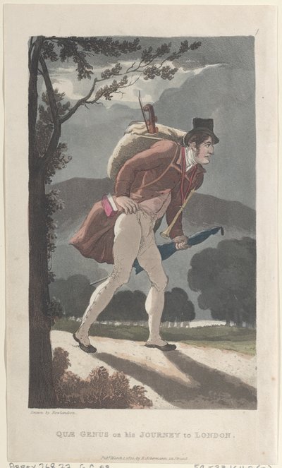 Quae Genus en su viaje a Londres, de La historia de Johnny Quae Genus, 1 de marzo de 1822 de Thomas Rowlandson