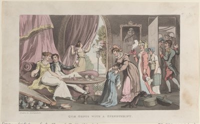 Quae Genus con un derrochador, de La Historia de Johnny Quae Genus, septiembre 1, 1821 de Thomas Rowlandson