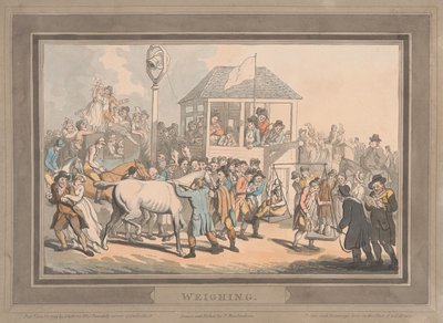 Carreras [juego de seis]:  2. Pesaje de Thomas Rowlandson