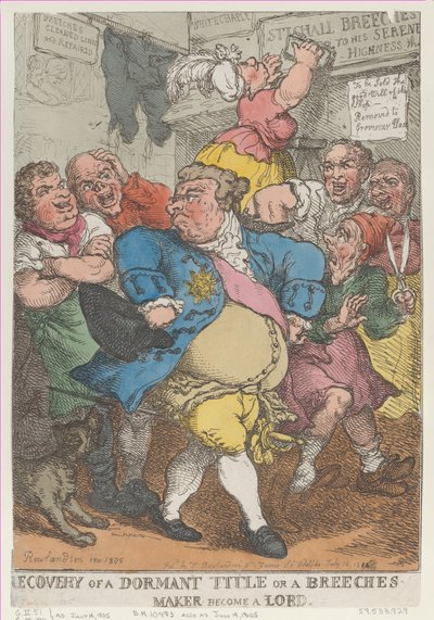 Recuperación de un título inactivo o un fabricante de calzones se convierte..., [14 de julio de 1805], reeditado el 14 de julio de 1812 de Thomas Rowlandson