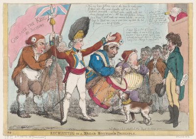 Reclutamiento en un principio de fondo amplio [sic], mayo de 1806 de Thomas Rowlandson