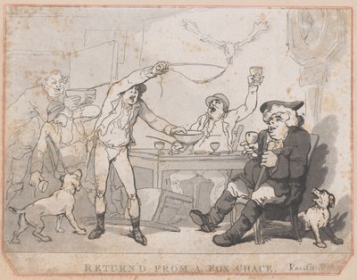 Regresado de una caza de zorros, 1787 de Thomas Rowlandson