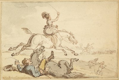 Jinete arrojado en una cacería de Thomas Rowlandson