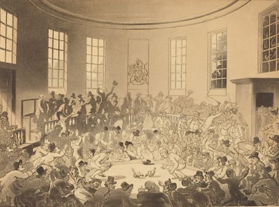 Royal Cock Pit, publicado en 1808 de Thomas Rowlandson