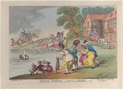 Deportes rurales: gato en un cuenco, 24 de abril de 1811 de Thomas Rowlandson