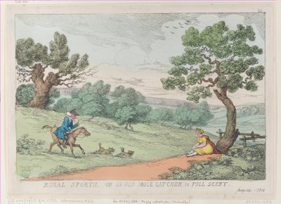 Deportes rurales, o un viejo cazador de topos en pleno aroma, [1811], reimpresión de Thomas Rowlandson