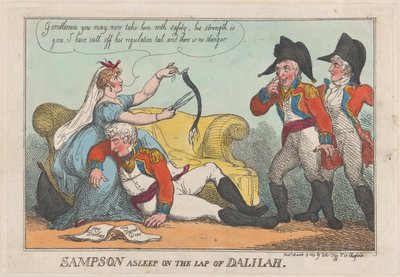 Sansón Dormido en el Regazo de Dalila, 19 de marzo de 1809 de Thomas Rowlandson