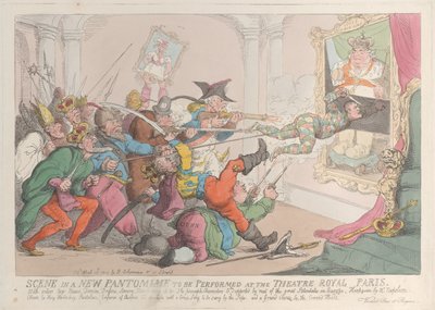 Escena en una Nueva Pantomima a Representarse en el Teatro Real de París, 12 de abril de 1815 de Thomas Rowlandson