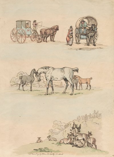 Conjunto de dieciséis: Esbozos de figuras y paisajes de Thomas Rowlandson