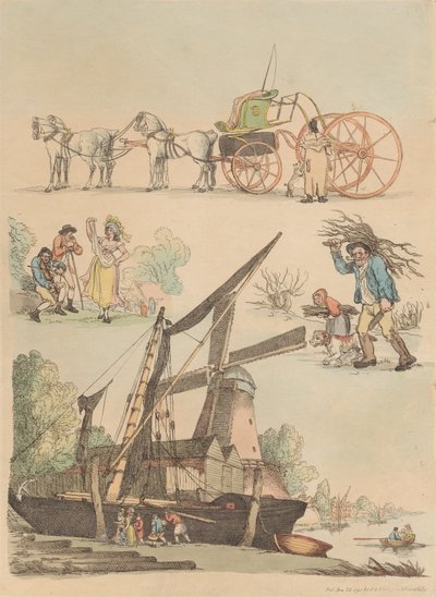 Conjunto de dieciséis: Esquemas de figuras y paisajes de Thomas Rowlandson