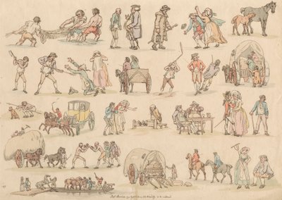 Conjunto de dieciséis: Esquemas de figuras y paisajes de Thomas Rowlandson