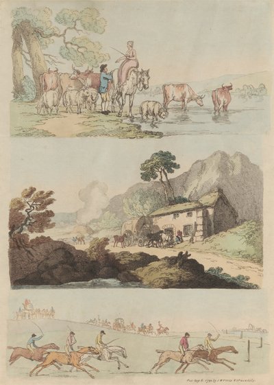 Conjunto de dieciséis: Esquemas de figuras y paisajes de Thomas Rowlandson