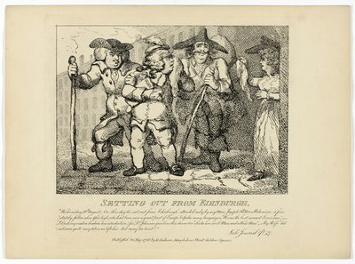 Partiendo de Edimburgo, del Viaje a las Hébridas de Boswell de Thomas Rowlandson