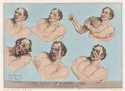 Seis etapas de desfigurar una cara, 29 de mayo de 1792 de Thomas Rowlandson