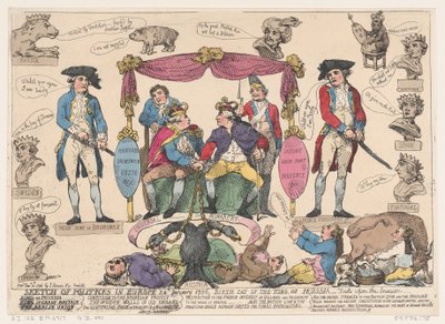 Boceto de la política en Europa, cumpleaños del rey de Prusia, 10 de febrero de 1786 de Thomas Rowlandson