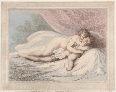 Venus Durmiente Abrazando a un Niño, 1 de enero de 1799 de Thomas Rowlandson