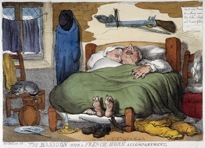 Pareja durmiendo roncando - caricatura de Rowlandson de Thomas Rowlandson
