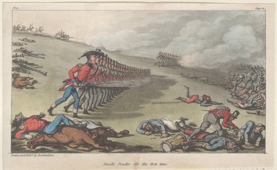 Huele pólvora por primera vez, de Las aventuras militares de Johnny Newcome, 1815 de Thomas Rowlandson