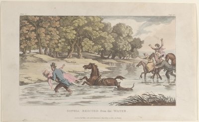 Sofía rescatada del agua, de El vicario de Wakefield, 1 de mayo de 1817 de Thomas Rowlandson