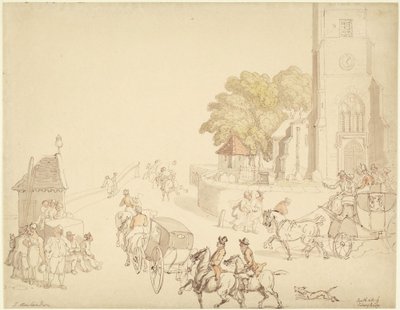 Lado sur del puente de Putney de Thomas Rowlandson