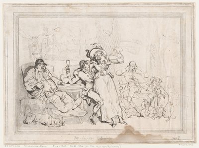 El salón de los cazadores, o Los cazadores de zorros descansando de Thomas Rowlandson