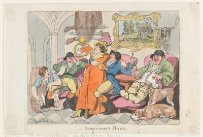 Salón del Deportista, o Cazadores de Zorros Relajándose, 1812 de Thomas Rowlandson