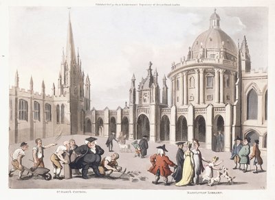 Iglesia de Santa María y Biblioteca Radcliviana, 1809-1811 de Thomas Rowlandson