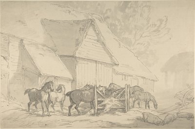 Cuadra con caballos de Thomas Rowlandson