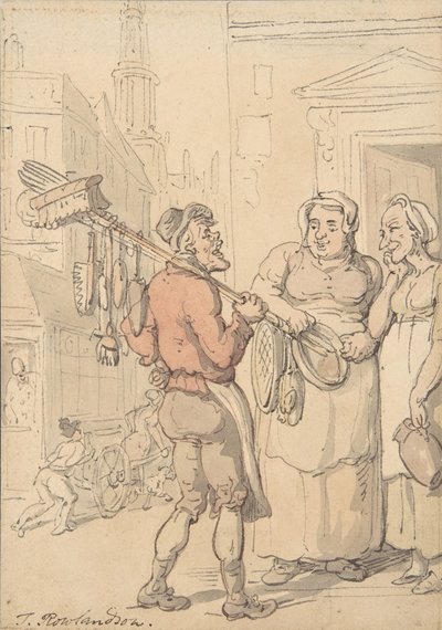 Escena callejera: vendedor de cepillos, 1780-1827 de Thomas Rowlandson