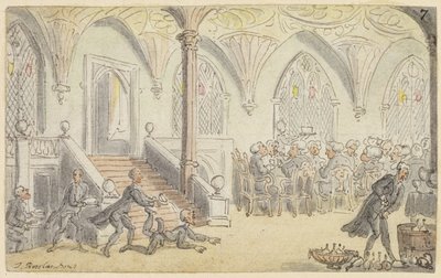 Estudio para Dr. Syntax entretenido en el colegio de Thomas Rowlandson